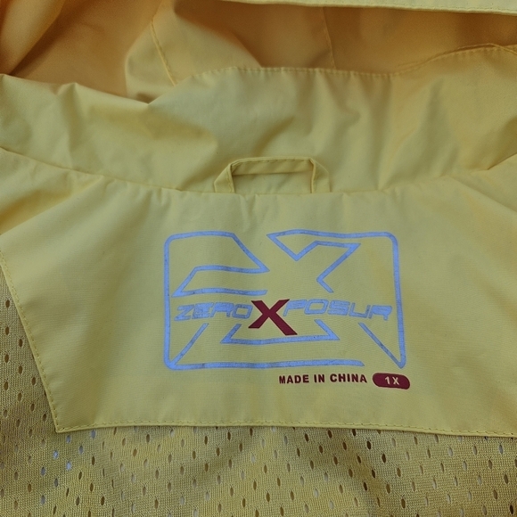 ZeroXposur yellow rain coat windbreaker removable hood 1X - Picture 7 of 12